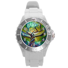 Tree Magical Colorful Abstract Metaphysical Round Plastic Sport Watch (l) by Simbadda