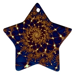 Fractal Spiral Art Pattern Blue Design Star Ornament (two Sides)