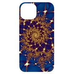 Fractal Spiral Art Pattern Blue Design Iphone 14 Black Uv Print Case by Simbadda