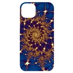 Fractal Spiral Art Pattern Blue Design Iphone 14 Plus Black Uv Print Case by Simbadda