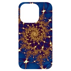 Fractal Spiral Art Pattern Blue Design Iphone 14 Pro Black Uv Print Case by Simbadda