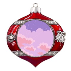 Sky Nature Sunset Clouds Space Fantasy Sunrise Metal Snowflake And Bell Red Ornament