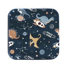 Space Theme Art Pattern Design Wallpaper Square Metal Box (black)