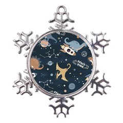 Space Theme Art Pattern Design Wallpaper Metal Large Snowflake Ornament
