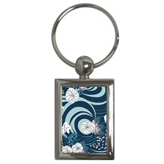 Flowers Pattern Floral Ocean Abstract Digital Art Key Chain (rectangle) by Simbadda