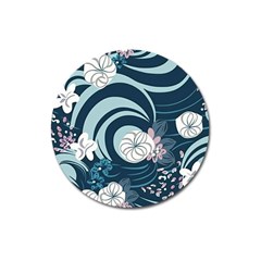 Flowers Pattern Floral Ocean Abstract Digital Art Magnet 3  (round) by Simbadda