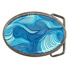 Ocean Waves Sea Abstract Pattern Water Blue Belt Buckles by Simbadda