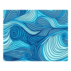 Ocean Waves Sea Abstract Pattern Water Blue Two Sides Premium Plush Fleece Blanket (large) by Simbadda