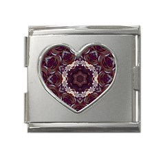 Rosette Kaleidoscope Mosaic Abstract Background Mega Link Heart Italian Charm (18mm)