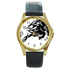 Culture  Round Gold Metal Watch by Shimman