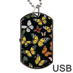 Flowers Butterfly Blooms Flowering Spring Dog Tag Usb Flash (two Sides) by Simbadda