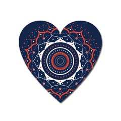Mandala Orange Navy Heart Magnet by Simbadda