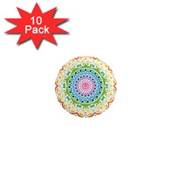 Mandala Pattern Rainbow Pride 1  Mini Magnet (10 Pack)  by Simbadda