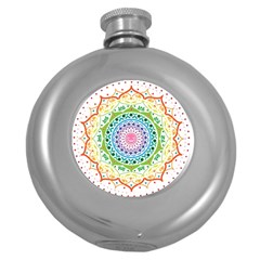Mandala Pattern Rainbow Pride Round Hip Flask (5 Oz)