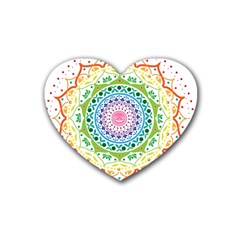 Mandala Pattern Rainbow Pride Rubber Heart Coaster (4 Pack) by Simbadda