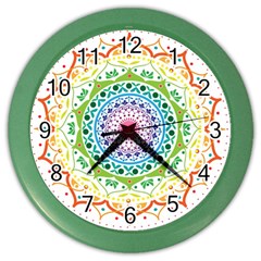 Mandala Pattern Rainbow Pride Color Wall Clock by Simbadda