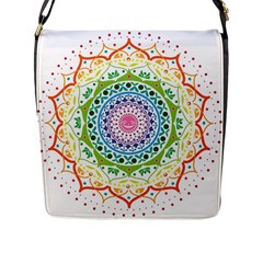 Mandala Pattern Rainbow Pride Flap Closure Messenger Bag (l) by Simbadda