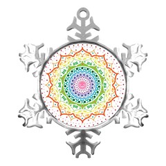 Mandala Pattern Rainbow Pride Metal Small Snowflake Ornament