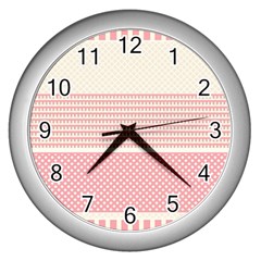 Background Pink Beige Decorative Texture Craft Wall Clock (silver)
