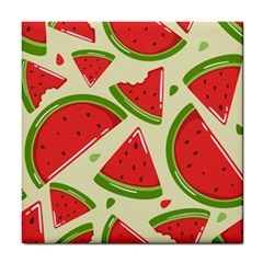 Cute Watermelon Seamless Pattern Tile Coaster by Simbadda