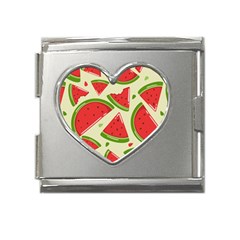 Cute Watermelon Seamless Pattern Mega Link Heart Italian Charm (18mm)