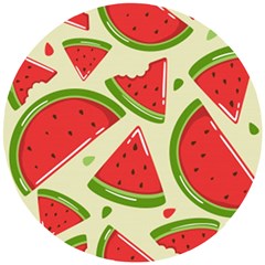 Cute Watermelon Seamless Pattern Wooden Puzzle Round by Simbadda