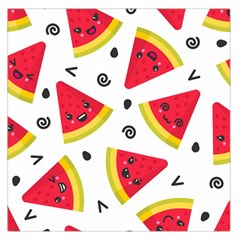 Cute Smiling Watermelon Seamless Pattern White Background Square Satin Scarf (36  X 36 ) by Simbadda