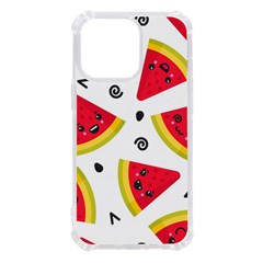 Cute Smiling Watermelon Seamless Pattern White Background Iphone 13 Pro Tpu Uv Print Case by Simbadda