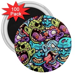 Zombie Heads Pattern 3  Magnets (100 Pack) by Simbadda