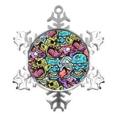 Zombie Heads Pattern Metal Small Snowflake Ornament by Simbadda