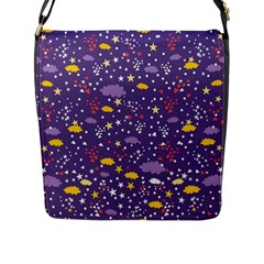 Pattern Cute Clouds Stars Flap Closure Messenger Bag (l) by Simbadda