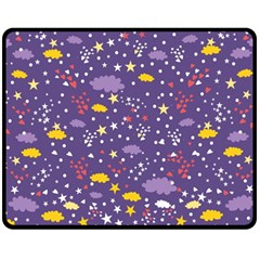 Pattern Cute Clouds Stars Two Sides Fleece Blanket (medium) by Simbadda