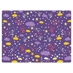 Pattern Cute Clouds Stars Premium Plush Fleece Blanket (extra Small) by Simbadda