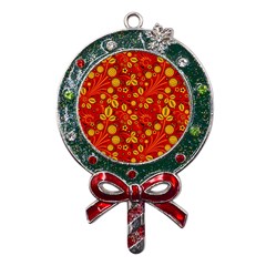 Seamless Pattern Slavic Folk Style Metal X mas Lollipop With Crystal Ornament