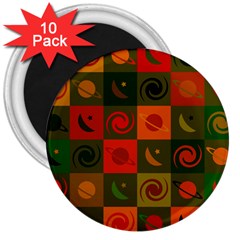 Space Pattern Multicolour 3  Magnets (10 Pack)  by Simbadda