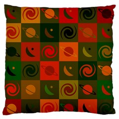 Space Pattern Multicolour Large Premium Plush Fleece Cushion Case (two Sides) by Simbadda