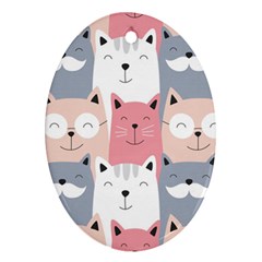 Cute Seamless Pattern With Cats Oval Ornament (two Sides) by Simbadda