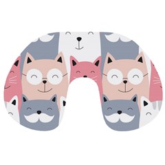 Cute Seamless Pattern With Cats Travel Neck Pillow by Simbadda