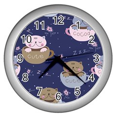 Cute Kittens Sleep Sweetly Mugs Wall Clock (silver)