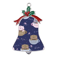 Cute Kittens Sleep Sweetly Mugs Metal Holly Leaf Bell Ornament