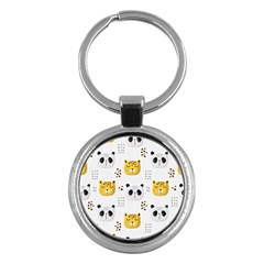 Seamless Pattern Cute Animals Key Chain (round) by Simbadda