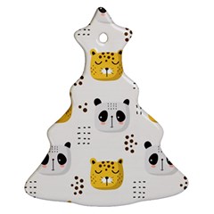 Seamless Pattern Cute Animals Christmas Tree Ornament (two Sides) by Simbadda