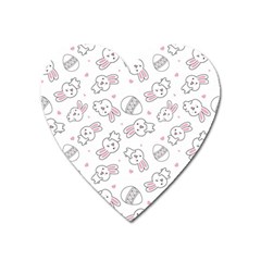 Cute Pattern With Easter Bunny Egg Heart Magnet by Simbadda