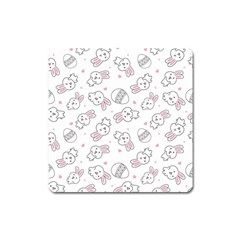 Cute Pattern With Easter Bunny Egg Square Magnet by Simbadda