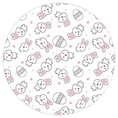 Cute Pattern With Easter Bunny Egg Round Trivet by Simbadda