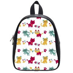 Pattern With Cute Cats School Bag (small) by Simbadda