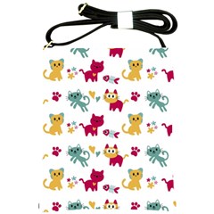 Pattern With Cute Cats Shoulder Sling Bag by Simbadda