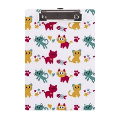 Pattern With Cute Cats A5 Acrylic Clipboard by Simbadda