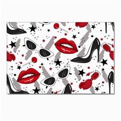 Red Lips Black Heels Pattern Postcard 4 x 6  (pkg Of 10) by Simbadda