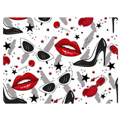 Red Lips Black Heels Pattern Premium Plush Fleece Blanket (extra Small) by Simbadda